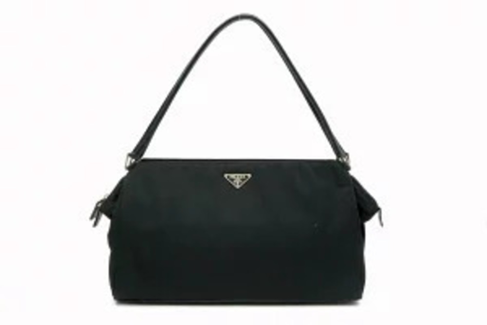 Prada Vela Leather Hobo Shoulder Bag Black